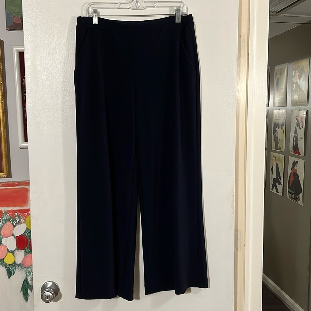 Joseph Ribkoff darkest blue wide leg pants. Front pockets
